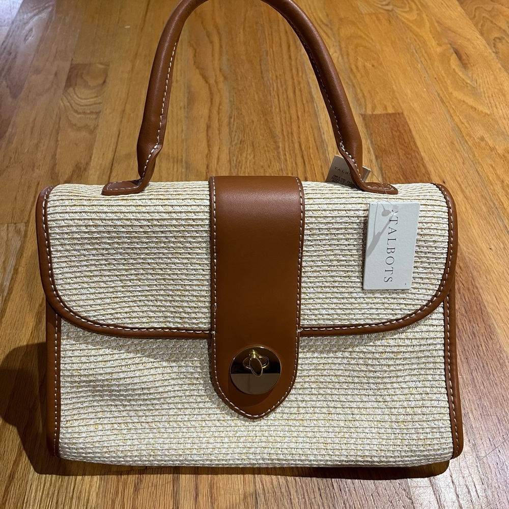 Talbots woven purse with leather accents